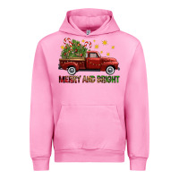 Fuchsia Pink Merry And Bright Christmas Trees Truck Urban Hoodie - FaDigitalArtStudio