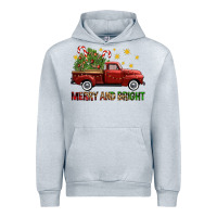 Heather Grey Merry And Bright Christmas Trees Truck Urban Hoodie - FaDigitalArtStudio