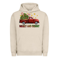 Pigment French Oak Merry And Bright Christmas Trees Truck Urban Hoodie - FaDigitalArtStudio
