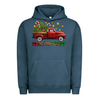 Pigment Midnight Navy Merry And Bright Christmas Trees Truck Urban Hoodie - FaDigitalArtStudio