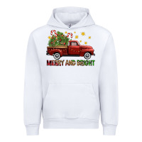 White Merry And Bright Christmas Trees Truck Urban Hoodie - FaDigitalArtStudio
