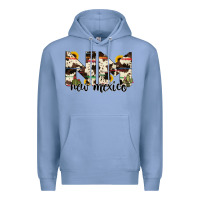 Colony Blue new mexico state cowhide serape cactus Premium Hoodie - RanaPortraitStore