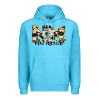 Ocean Blue new mexico state cowhide serape cactus Premium Hoodie - RanaPortraitStore