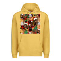 Antique Gold christmas horse leopard tartan Premium Hoodie - FaDigitalArtStudio