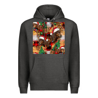 Charcoal Heather christmas horse leopard tartan Premium Hoodie - FaDigitalArtStudio