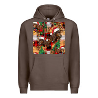 Coffee christmas horse leopard tartan Premium Hoodie - FaDigitalArtStudio