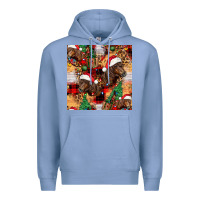 Colony Blue christmas horse leopard tartan Premium Hoodie - FaDigitalArtStudio