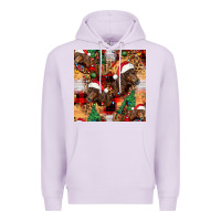 Lilac christmas horse leopard tartan Premium Hoodie - FaDigitalArtStudio