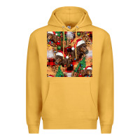 Mustard christmas horse leopard tartan Premium Hoodie - FaDigitalArtStudio