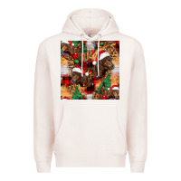 Pale Pink christmas horse leopard tartan Premium Hoodie - FaDigitalArtStudio