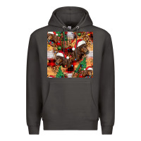 Smoke christmas horse leopard tartan Premium Hoodie - FaDigitalArtStudio