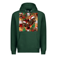 Sports Green christmas horse leopard tartan Premium Hoodie - FaDigitalArtStudio