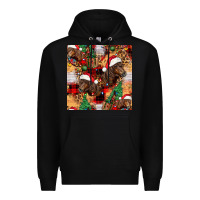 Black christmas horse leopard tartan Premium Hoodie - FaDigitalArtStudio