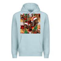 Blue Mist christmas horse leopard tartan Premium Hoodie - FaDigitalArtStudio