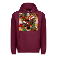 Burgundy christmas horse leopard tartan Premium Hoodie - FaDigitalArtStudio