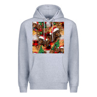 Heather Grey christmas horse leopard tartan Premium Hoodie - FaDigitalArtStudio