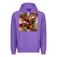 Purple christmas horse leopard tartan Premium Hoodie - FaDigitalArtStudio