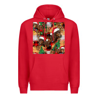 Red christmas horse leopard tartan Premium Hoodie - FaDigitalArtStudio