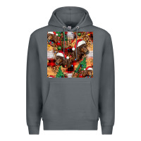 Rock christmas horse leopard tartan Premium Hoodie - FaDigitalArtStudio