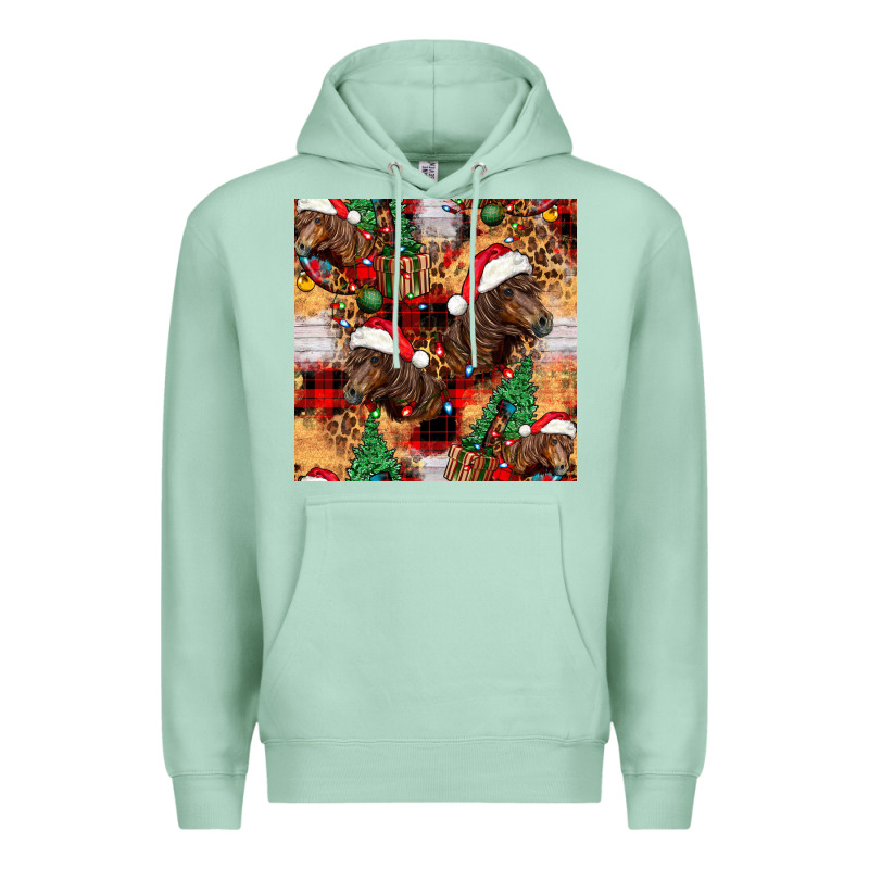 Christmas Horse Leopard Tartan Premium Hoodie by FaDigitalArtStudio | Teevron