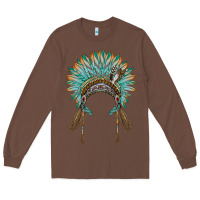 Chestnut native american headdress turquise Long Sleeve Tee - BarkalooDesign