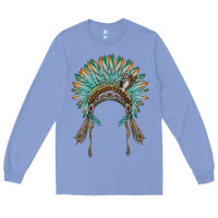 Colony Blue native american headdress turquise Long Sleeve Tee - BarkalooDesign