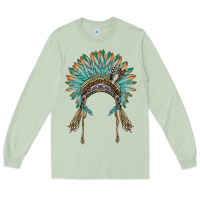 Matcha native american headdress turquise Long Sleeve Tee - BarkalooDesign