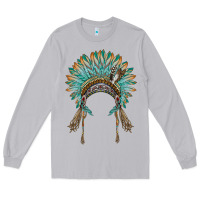 Moon Dust native american headdress turquise Long Sleeve Tee - BarkalooDesign