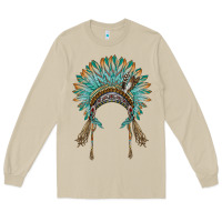 Native American Headdress Turquise Long Sleeve Tee | Teevron