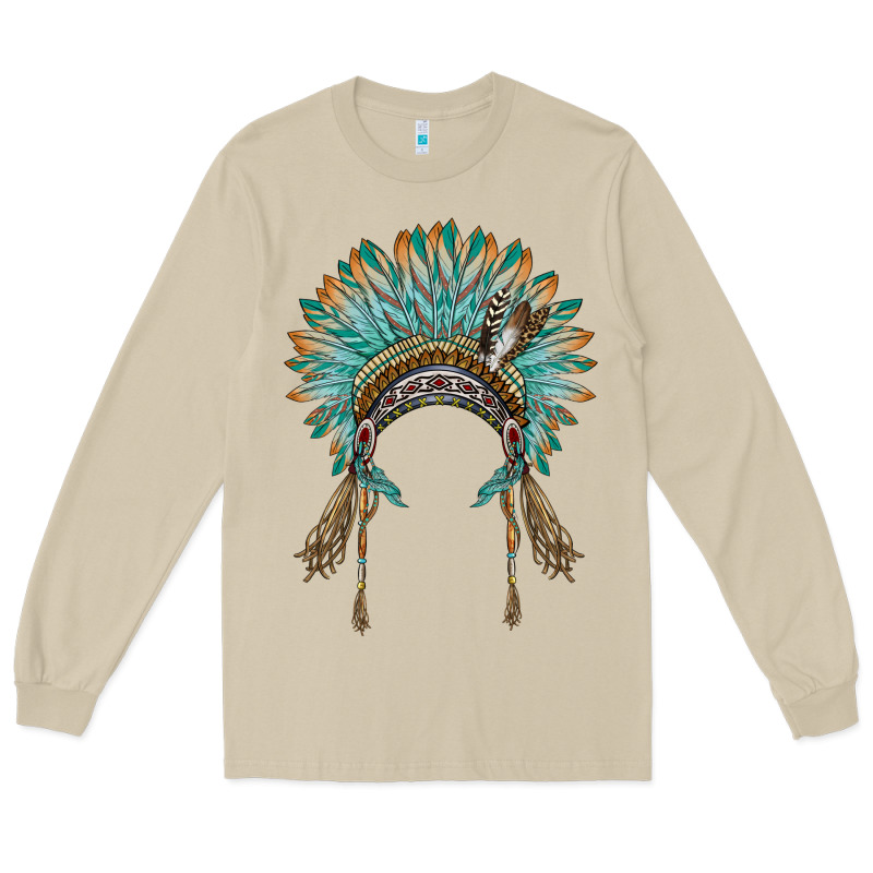 Native American Headdress Turquise Long Sleeve Tee by BarkalooDesign | Teevron