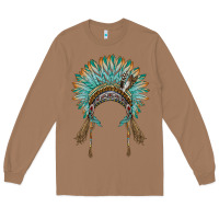 Toasted Coconut native american headdress turquise Long Sleeve Tee - BarkalooDesign