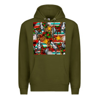 Army Green christmas horse leopard tartan Premium Hoodie - FaDigitalArtStudio