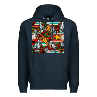 Navy christmas horse leopard tartan Premium Hoodie - FaDigitalArtStudio