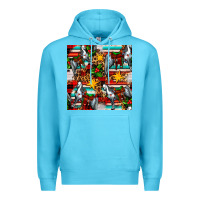 Ocean Blue christmas horse leopard tartan Premium Hoodie - FaDigitalArtStudio
