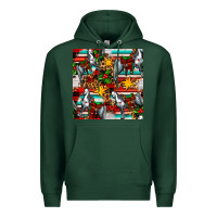 Sports Green christmas horse leopard tartan Premium Hoodie - FaDigitalArtStudio