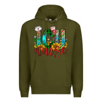 Army Green christmas icu nurse Premium Hoodie - FaDigitalArtStudio