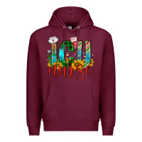Burgundy christmas icu nurse Premium Hoodie - FaDigitalArtStudio