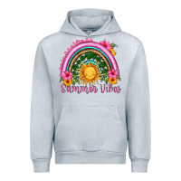 Heather Grey summer vibes  rainbow Urban Hoodie - HRA Design Shop