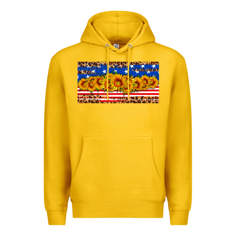 Usa Flag Sunflowers License Plate Premium Hoodie by HRA Design Shop | Teevron