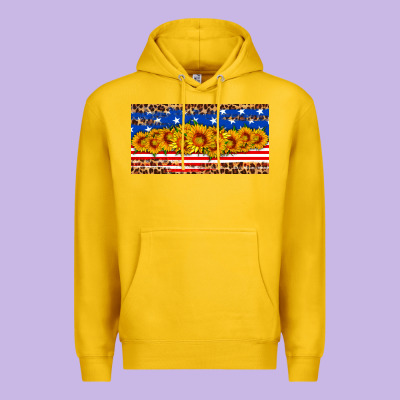 Usa Flag Sunflowers License Plate Premium Hoodie Designed By Hra Design Shop