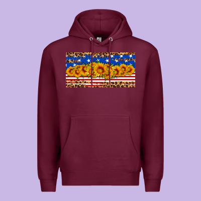 Usa Flag Sunflowers License Plate Premium Hoodie Designed By Hra Design Shop