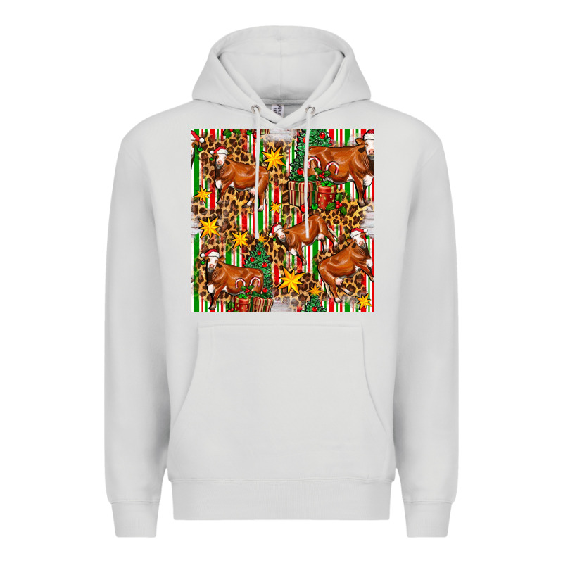 Christmas Leopard Cow With Gift Boxes Premium Hoodie by FaDigitalArtStudio | Teevron