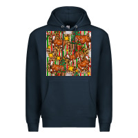 Navy christmas leopard cow with gift boxes Premium Hoodie - FaDigitalArtStudio