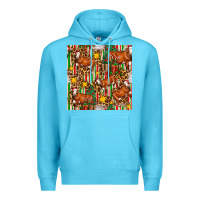 Ocean Blue christmas leopard cow with gift boxes Premium Hoodie - FaDigitalArtStudio
