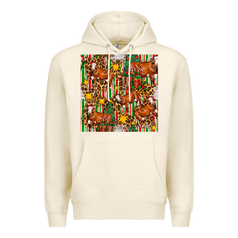 Christmas Leopard Cow With Gift Boxes Premium Hoodie by FaDigitalArtStudio | Teevron