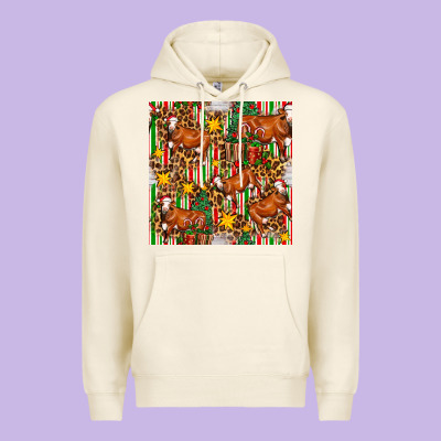 Christmas Leopard Cow With Gift Boxes Premium Hoodie Designed By Fadigitalartstudio