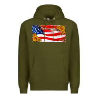 Army Green usa flag and sunflower license plate Premium Hoodie - HRA Design Shop