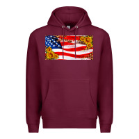 Burgundy usa flag and sunflower license plate Premium Hoodie - HRA Design Shop