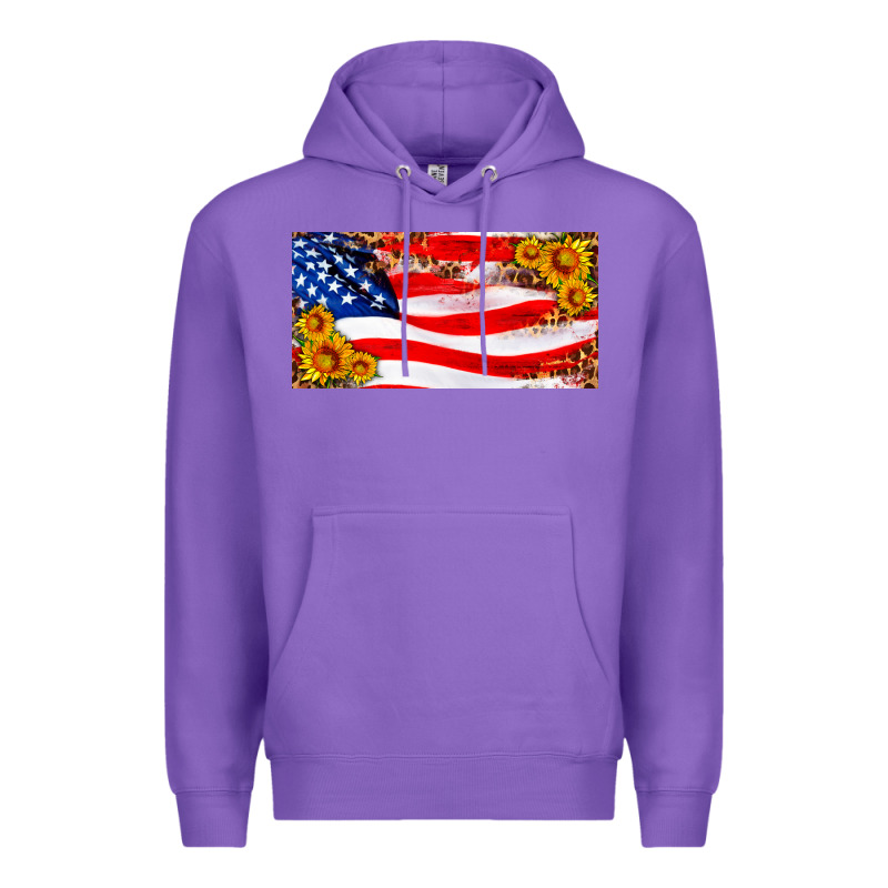 Usa Flag And Sunflower License Plate Premium Hoodie by HRA Design Shop | Teevron