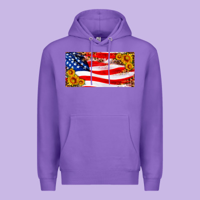 Usa Flag And Sunflower License Plate Premium Hoodie Designed By Hra Design Shop